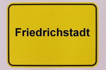 Illustration eines Stadteingangsschildes der Stadt Friedrichstadt