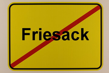 Illustration eines Stadtausgangsschildes der Stadt Friesack