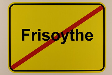 Illustration eines Stadtausgangsschildes der Stadt Frisoythe