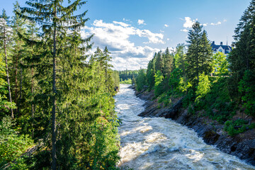 View of Imatrankoski rapid (The Imatra Rapid) in summer, Vuoksi River, Imatra, Finland