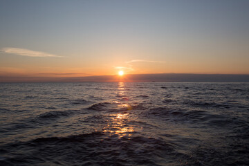 Sunrise over the Mediterranian Sea. Calm and peaceful time at Ionian sea.