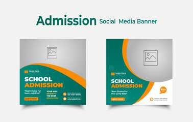 Admission social media post template design, Suitable for junior and senior high school promotion banner