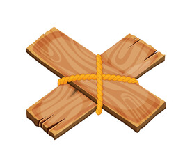 Cartoon wood blank signboard, banner and ribbon, western sign set. Wooden banner and vintage frame plank illustration.