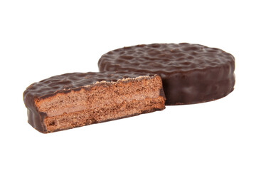 Chocolate sandwich cookies isolated on the white