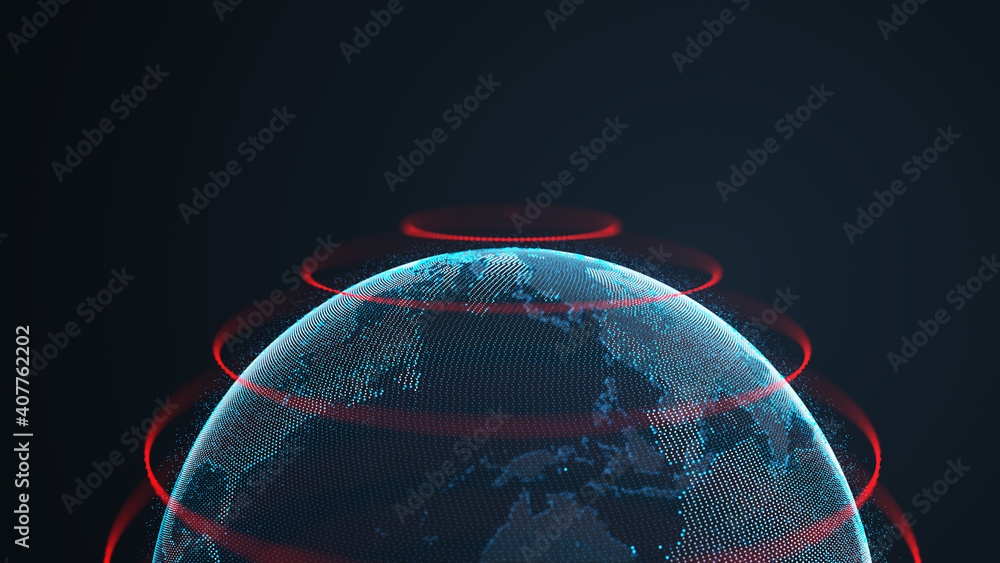 Fototapete global network background. connecting triangles. globe of the earth. abstract planet in space. 3d re