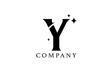 Y simple black and white alphabet letter logo for corporate and company. Creative star design with swoosh. Can be used for a luxury brand or icon lettering