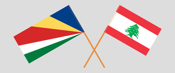 Crossed flags of Seychelles and the Lebanon