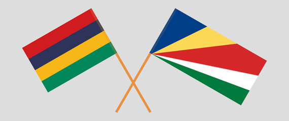 Crossed flags of Mauritius and Seychelles