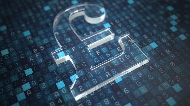 Pound sterling symbol on a blue computer screen background. Fintech or modern digital currency concepts - Powered by Adobe