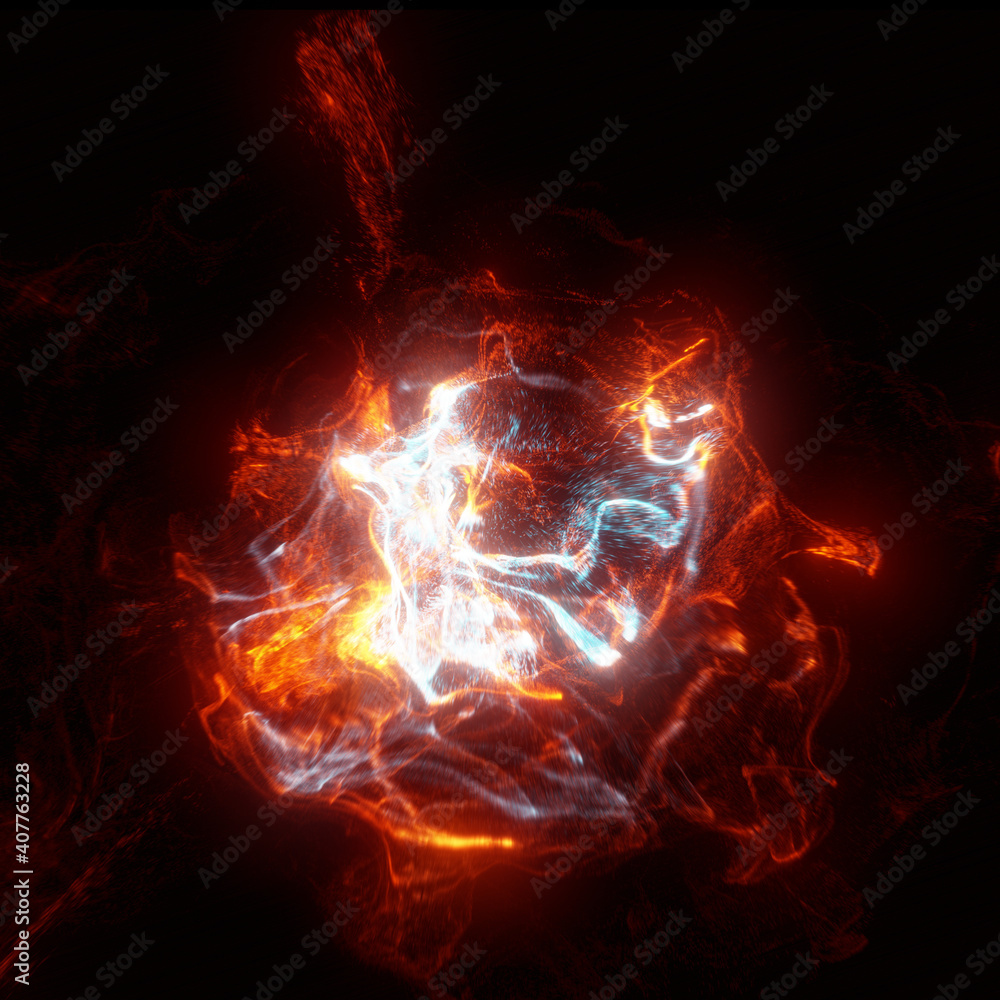 Poster abstract visual background. particle effect and exploding lines. 3d render