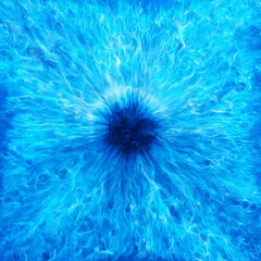 Blue particle motion. Eye or iris looking effect. Pupil dilation abstract and texture. 3D render