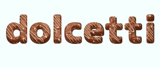 chocolate word on white background, treats