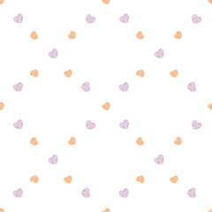 Watercolor pattern. Hand painted hearts on a white background. Suitable for backgrounds, wallpapers, cards, posters, packaging for Valentine's Day.