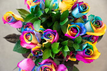 Bouquet of rainbow roses