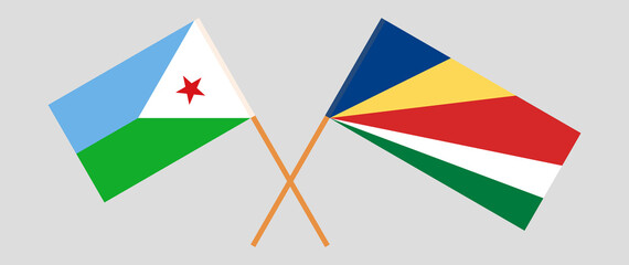 Crossed flags of Djibouti and Seychelles