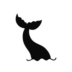 Hand drawn silhouette of mermaid's tail. Vector icon isolated