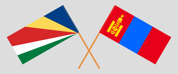 Crossed flags of Seychelles and Mongolia