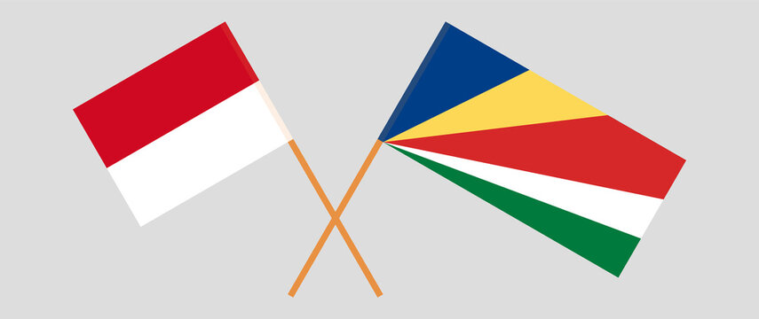 Crossed flags of Monaco and Seychelles