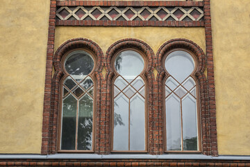 Obraz premium Architectural details of old residential houses in Helsinki. Finland.