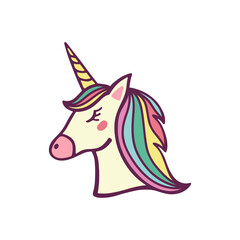 Unicorn. Hand drawn vector icon isolated on white background. 