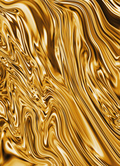 Abstract metallic liquid gold waves.
