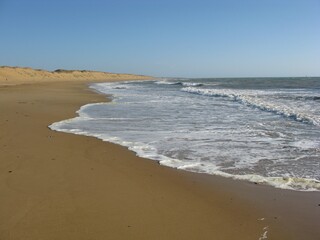 vague et écume sur une plage vendéenne (vue latérale)
