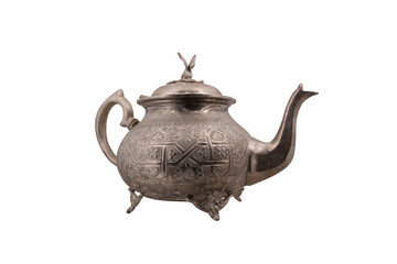 An antique kettle of silver - copper isolated on white background