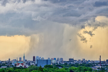 Rain cloud over the city.