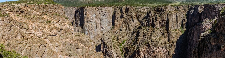 Panorama shot of rocky walls in black canyon of gunnisonin america