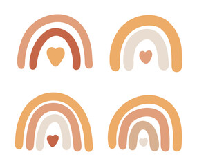 Rainbow boho print set, abstract rainbow vector, nursery vector, abstract kids illustration, boho child design