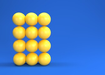 esferas apiladas sobre fondo azul