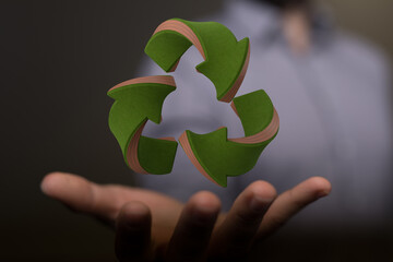 volumetric green recycling sign 3d digital