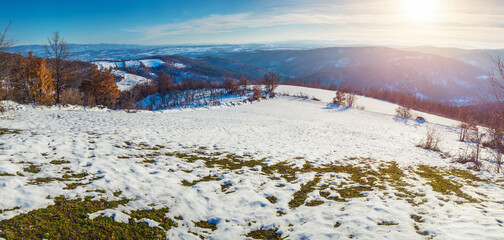 Beautiful winter snow landscape in Serbian mountains