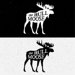 Moose silhouette, black isolated, white isolated, grunge look