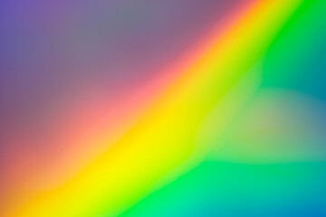 Blurred bright diagonal rainbow light refraction overlay effect for mockups. Organic diagonal holographic flare on a light wall Shadows for natural light effects. Trendy creative gradient