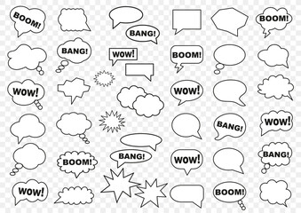 Set of speech bubbles. Set of blank template in Pop Art style. Vector illustration.
