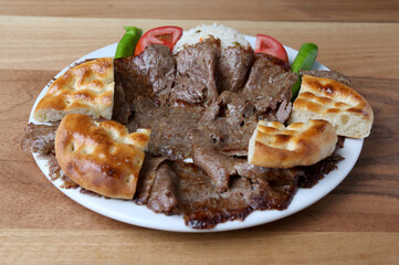 Doner kebab with rice and tomato