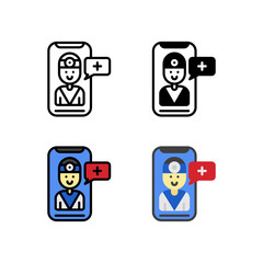 Add Dialogue communication in Smartphone with doctor Icon, and illustration Vector