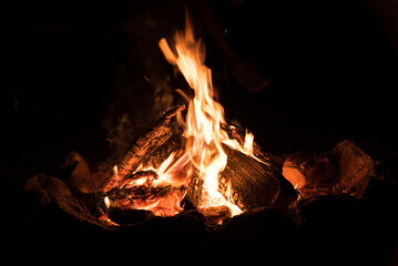 Nocturnal Romantic Campfire - Closeup And Optional Picture