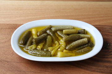 Traditional Turkish appetizer pickled cucumber