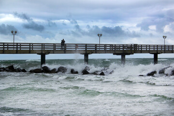 Stormy Weather On The Sea Bridge In Wustrow