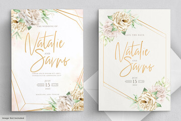 minimalist white roses wedding card set 