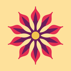 Red-purple flower on yellow background for any type of design