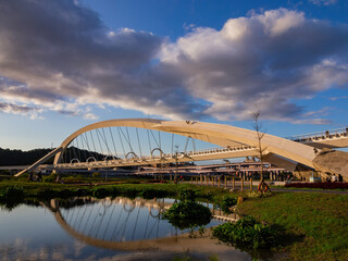 Fototapeta na wymiar Sunny view of the Yangguang Bridge at Xindian District