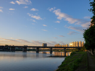 Afternoon view of the Bitan Bridge at Xindian District