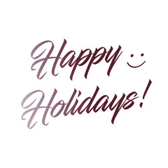 Happy Holidays sentence and a brown smile icon