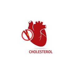 vector of cholesterol plaque with heart organ logo icon illustratrion