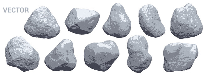 Flat vector set of grey realistic stones - 407789058