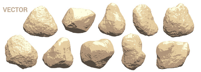 Flat vector set of clorful realistic stones - 407789081