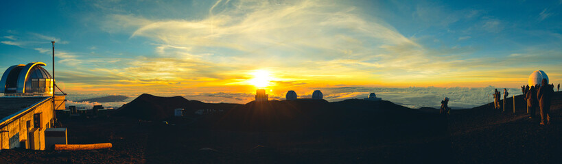 Fototapeta na wymiar Top of Mauna Kea, Hawaii, with Telescope during sunset.